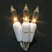 Load image into Gallery viewer, 100Lt Minilights 5" Spacing Brown Cord Clear Bulbs 42' Connector 